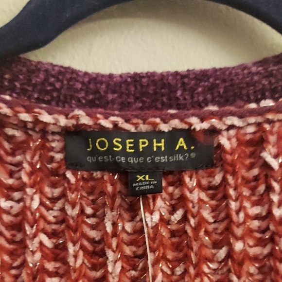 JOSEPH A Chunky Knit Striped V Neck Long Sleeve Button Down Cardigan Sweater - Picture 2 of 11